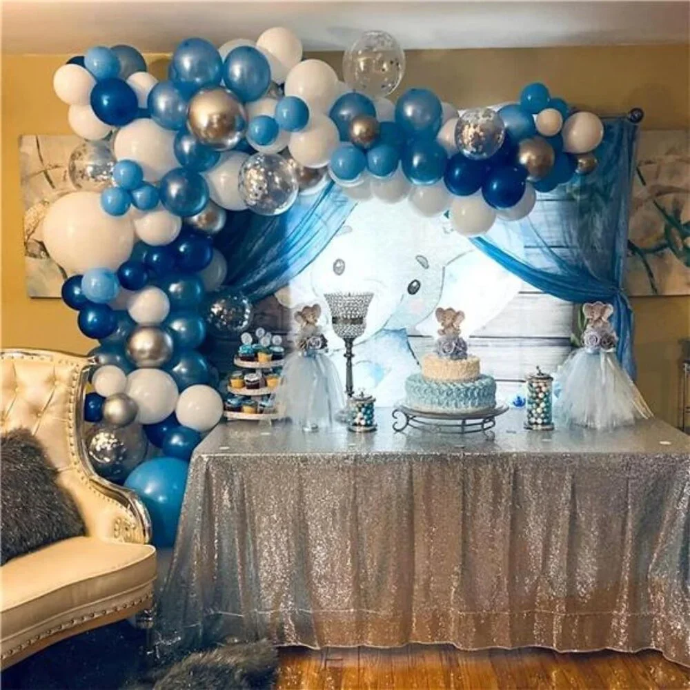 Blue Silver Balloons 60 Pcs Metallic Confetti Latex Party Decorations Birthday B